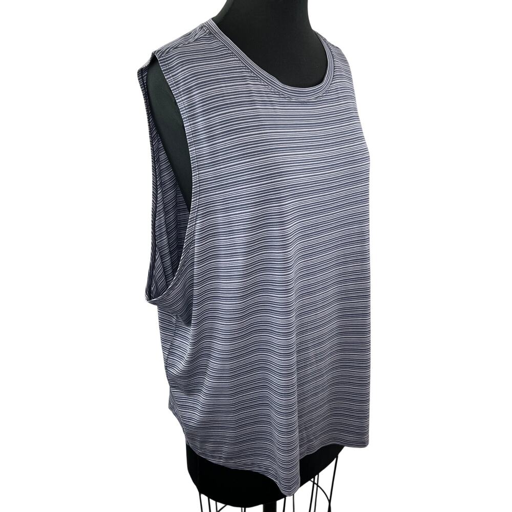 ATHLETA Violet Stripe Cloudlight Striped Sleeveless Round Neck Muscle Tank Sz 3X